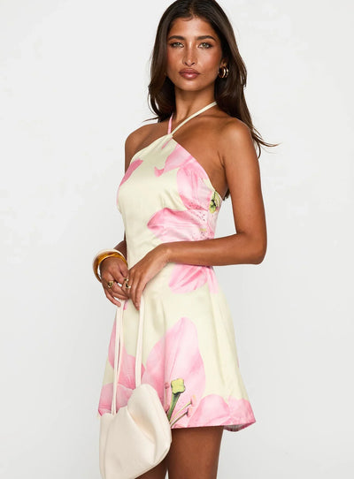 Mila | Bloom Halter Dress Pink & Cream™