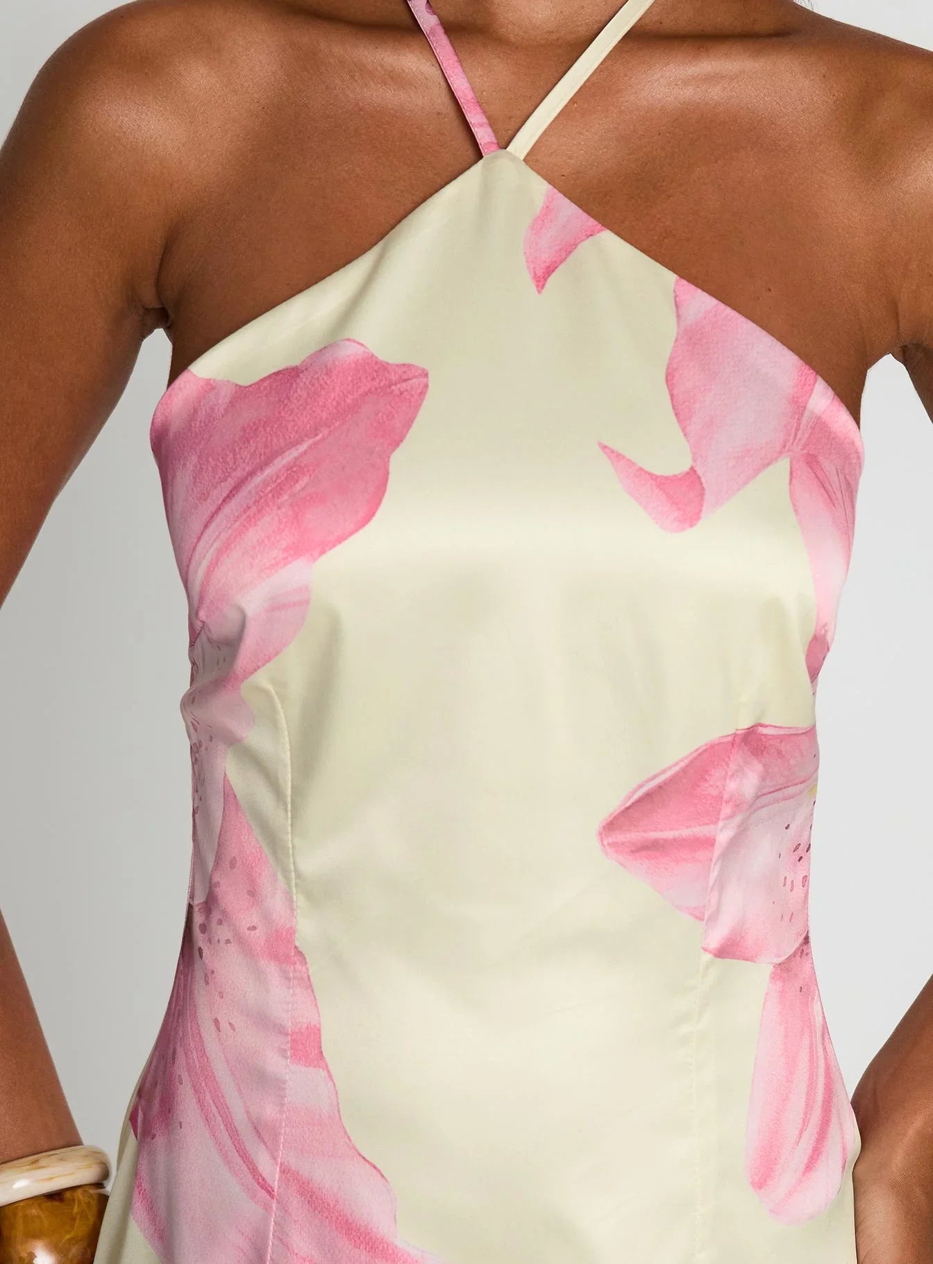 Mila | Bloom Halter Dress Pink & Cream™